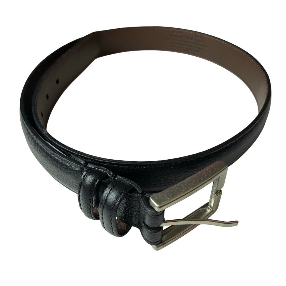 33mm Black Dress Belt Men's 34 Full Grain Leather New NWT Double Loop Reinforced